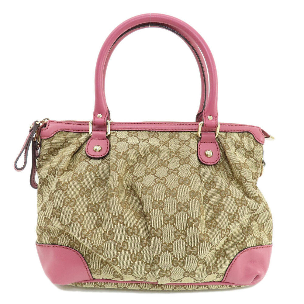 Gucci beige satchel Sukey canvas pink leather GG Tan Pink